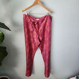 Hugo Buscati 100% silk front tie waist floral bohemian classy pants